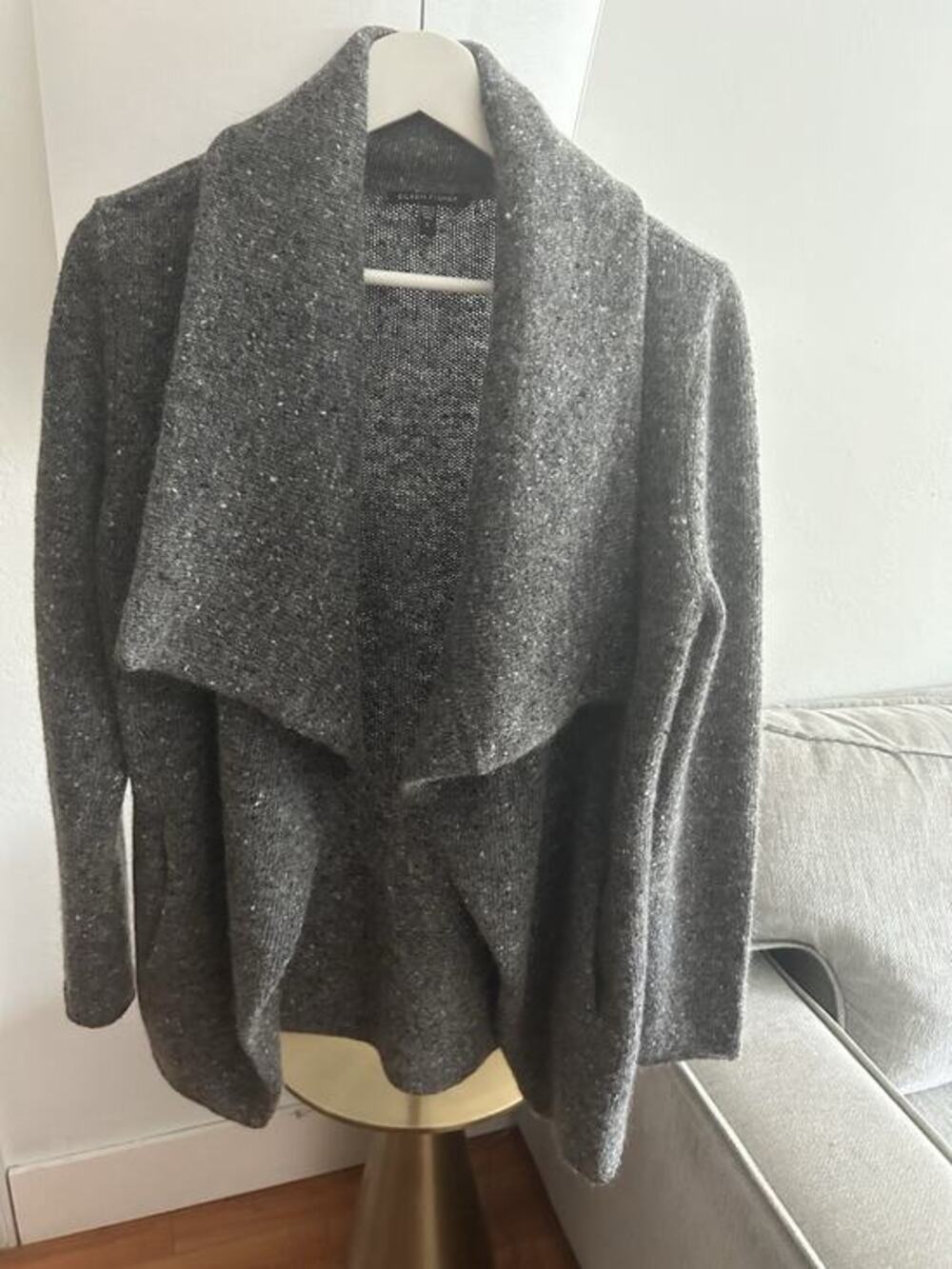 Eileen Fisher Wool Mohair Gray Cardigan Shawl Collar Jacket Cardigan S